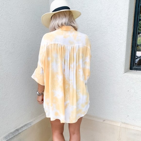 Lemon Drop Tie Dye Tunic Button Down - Size Small - Picture 6 of 6